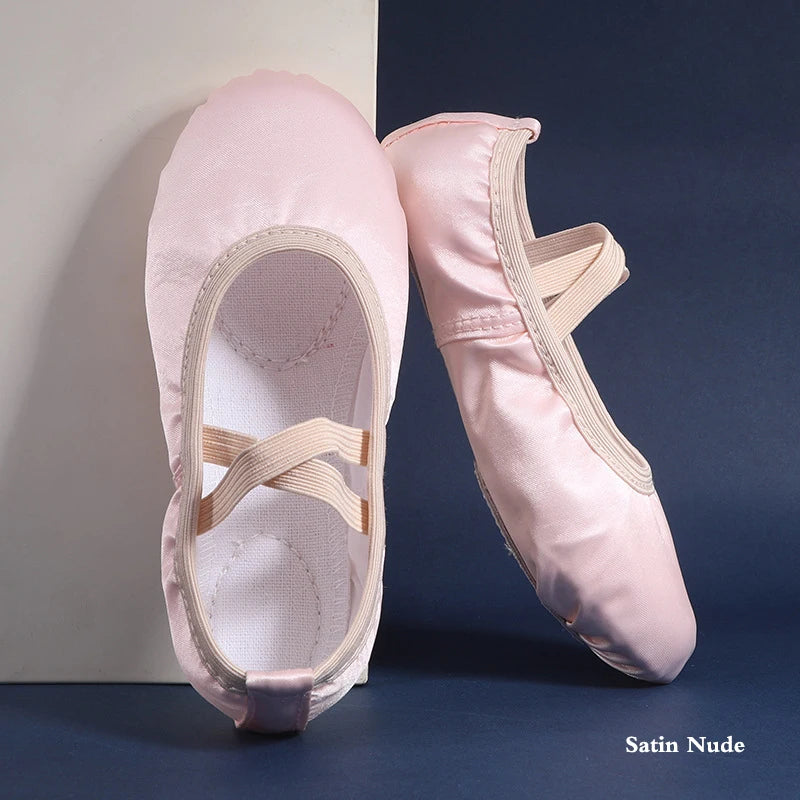 Satin Dance Shoes Women Soft Soles Children's Classical Ballet Dance Shoes Ballet Dancing Practice Performances Cat Claw Shoes