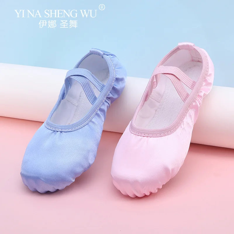 Satin Dance Shoes Women Soft Soles Children's Classical Ballet Dance Shoes Ballet Dancing Practice Performances Cat Claw Shoes