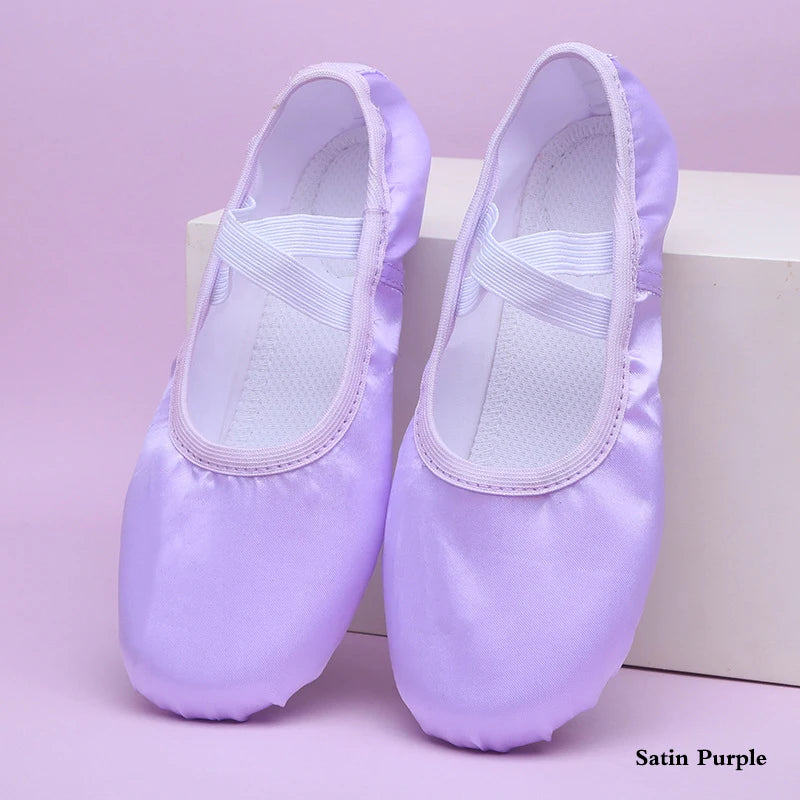 Satin Dance Shoes Women Soft Soles Children's Classical Ballet Dance Shoes Ballet Dancing Practice Performances Cat Claw Shoes