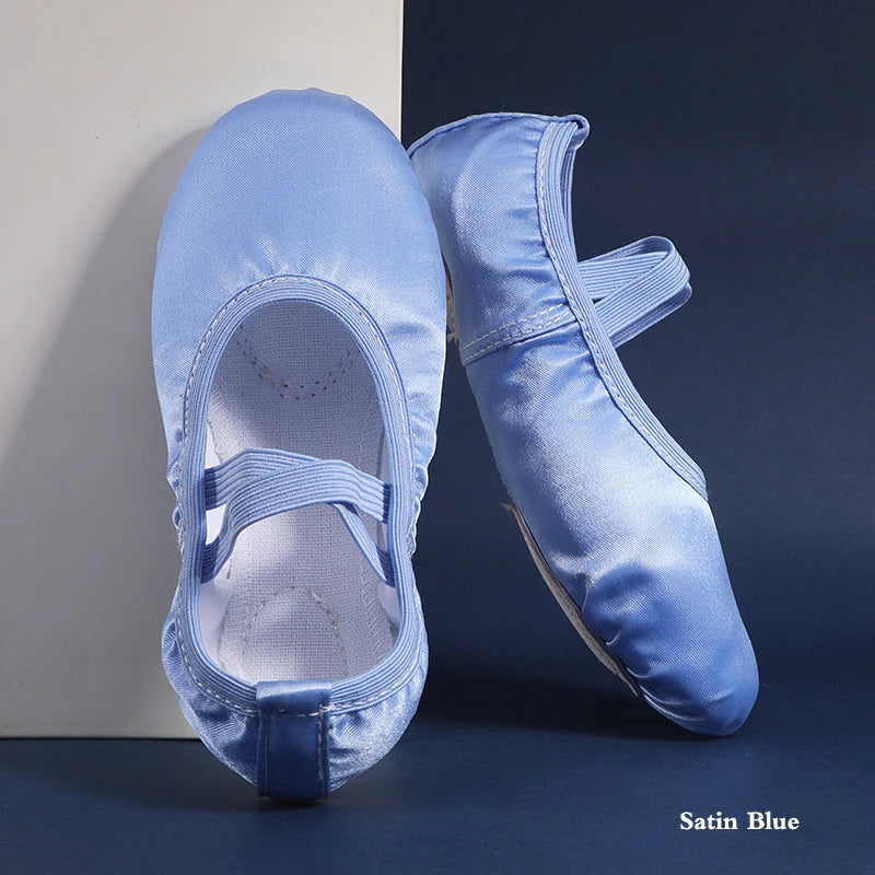 Satin Dance Shoes Women Soft Soles Children's Classical Ballet Dance Shoes Ballet Dancing Practice Performances Cat Claw Shoes