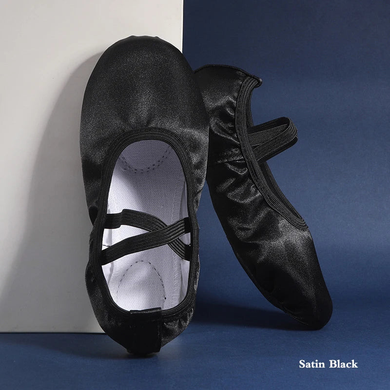 Satin Dance Shoes Women Soft Soles Children's Classical Ballet Dance Shoes Ballet Dancing Practice Performances Cat Claw Shoes