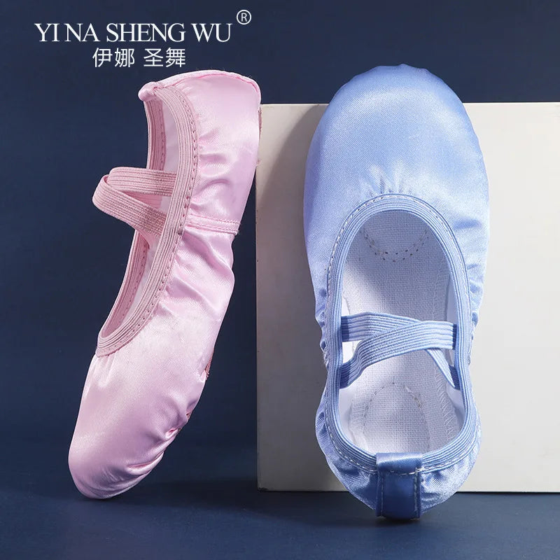 Satin Dance Shoes Women Soft Soles Children's Classical Ballet Dance Shoes Ballet Dancing Practice Performances Cat Claw Shoes