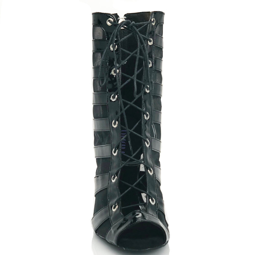 Women's Customized Heel Vegan Leather Heels Lace-up Rubber Sole Dance Boots Jazz Salsa Street Sole Dance Shoes