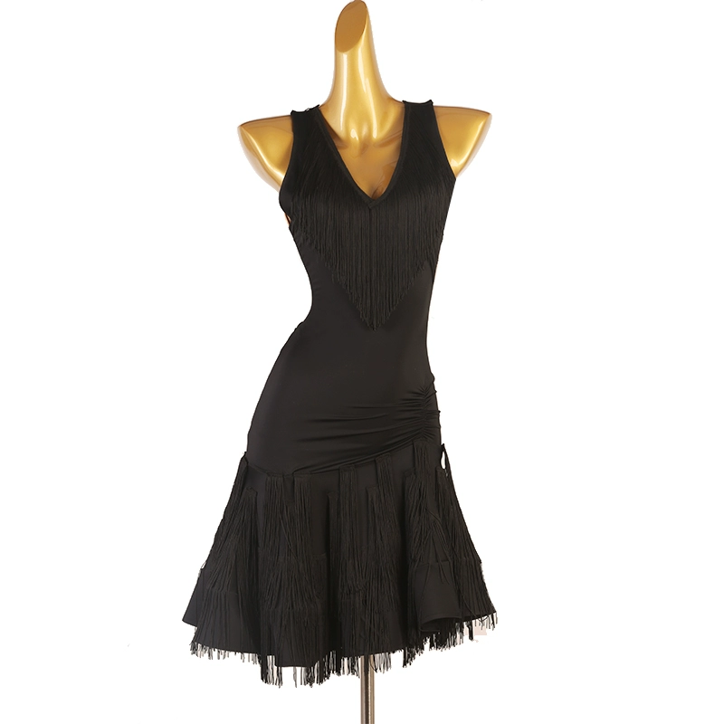 Customisable-Women's V-neck Sleeveless Performance Latin Dance Dress Dance Wear