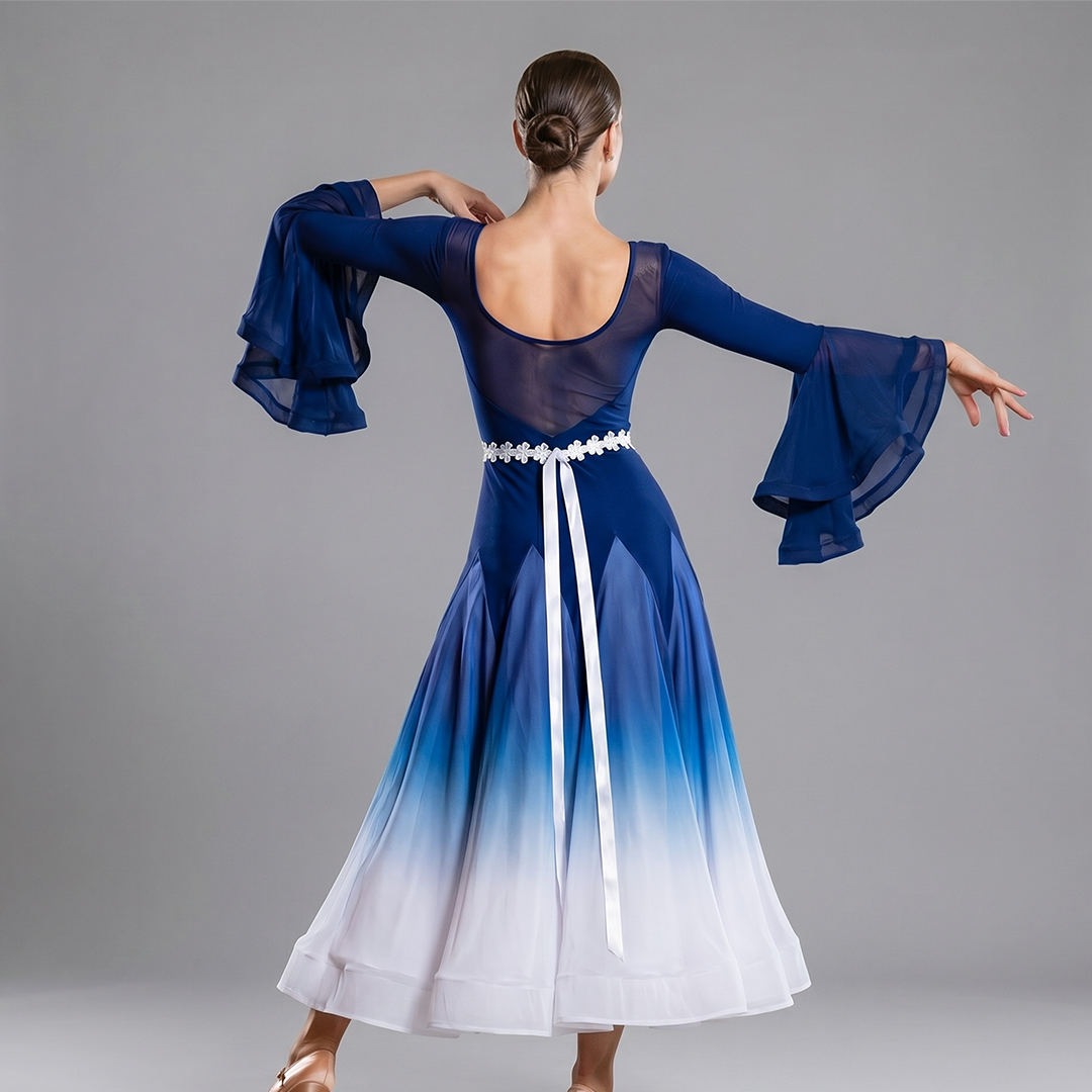Customisable-Women's Horn Sleeve Modern Dance Performance Dress Ballroom Dance Dress