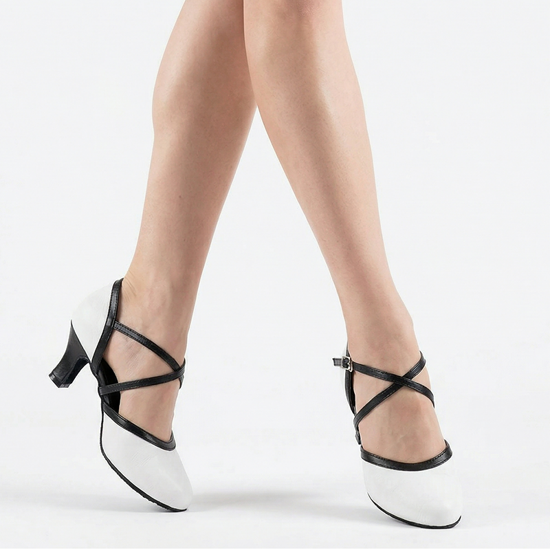 Women's White Real Leather Customized Heel White Ballroom Dance Shoes Wedding Dance Shoes