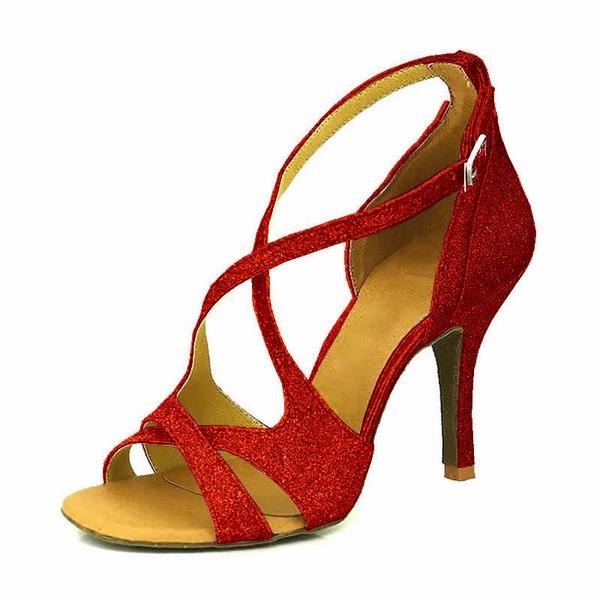 Women's Sparkling Glitter Customized Heel Latin Shoes Ballroom Dance Shoes