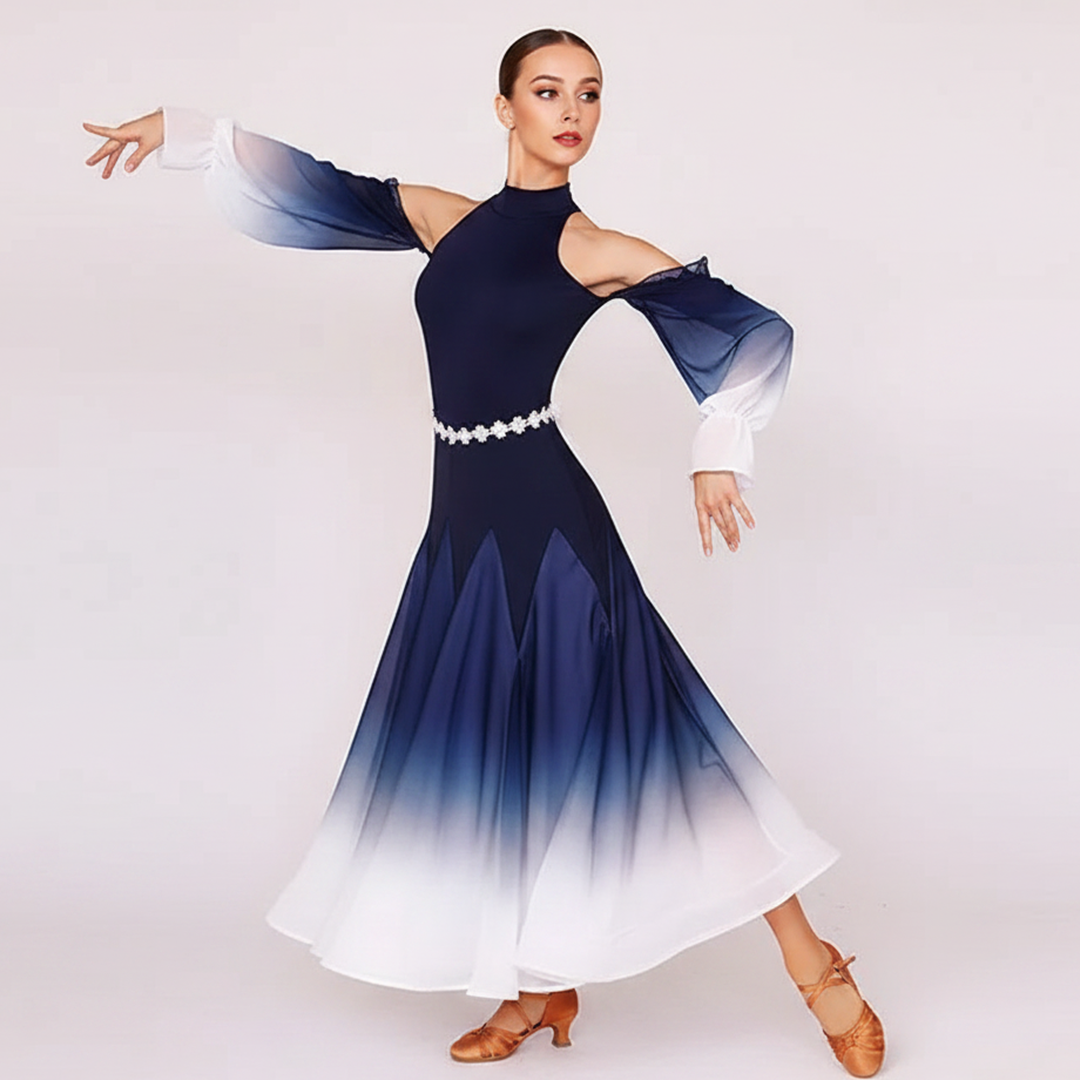Customisable-Women's Long Sleeve Modern Dance Performance Dress Ballroom Dance Dress