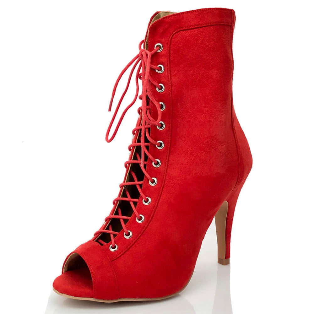 Women's Customized Heel  Suede Heels Lace-up Rubber Sole Dance Boots Dance Boots Jazz Salsa Dance Shoes