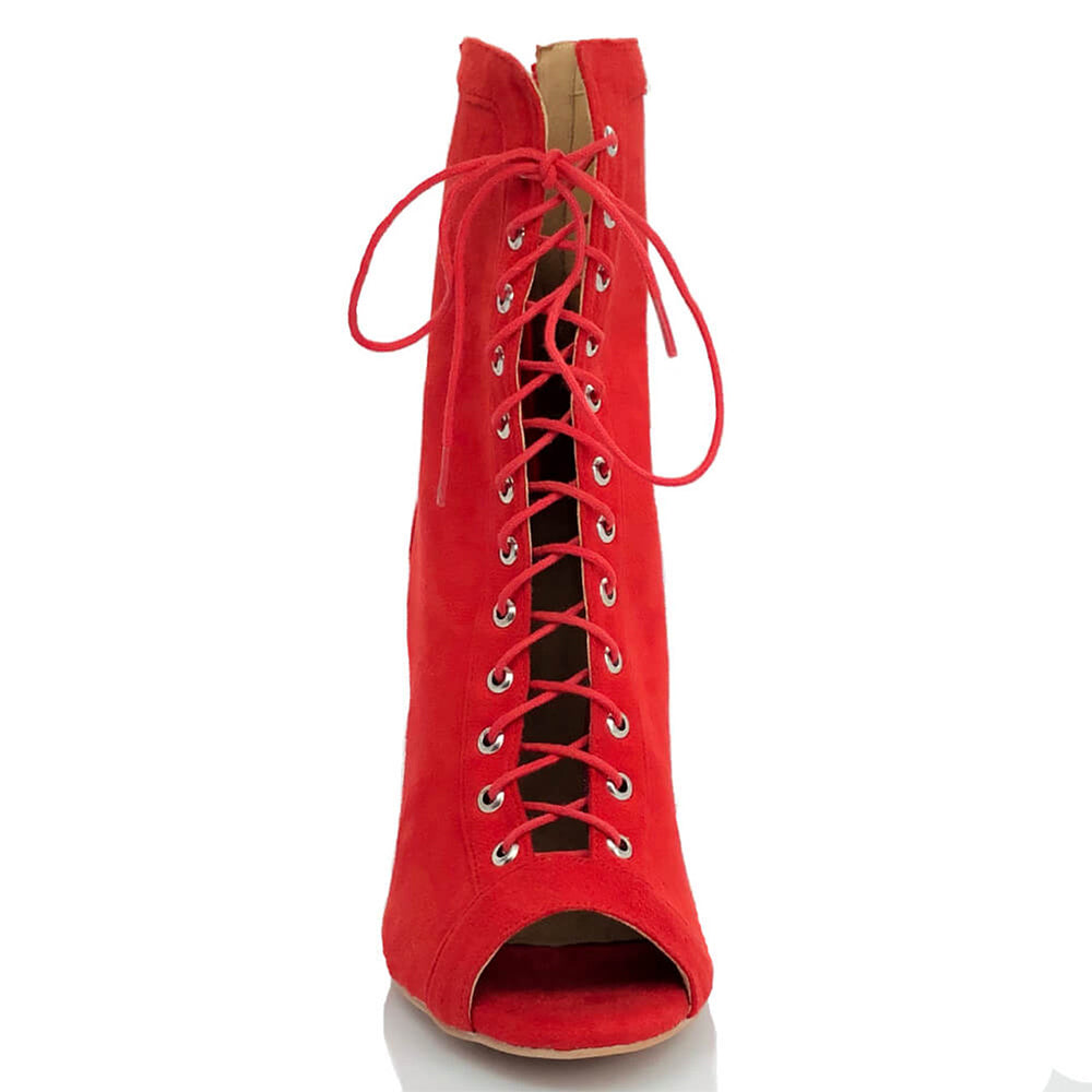 Women's Customized Heel  Suede Heels Lace-up Rubber Sole Dance Boots Dance Boots Jazz Salsa Dance Shoes