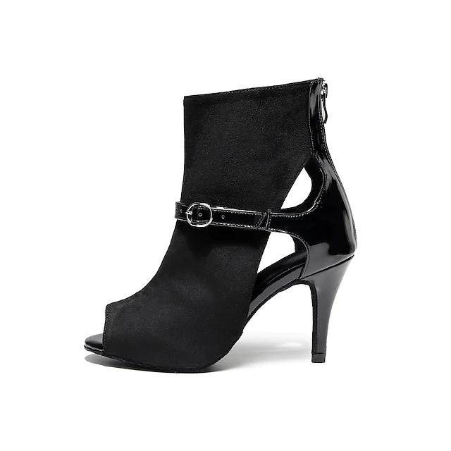Women's Suede Open To Customized Heels Dance Boots Jazz Salsa Dancing Shoes